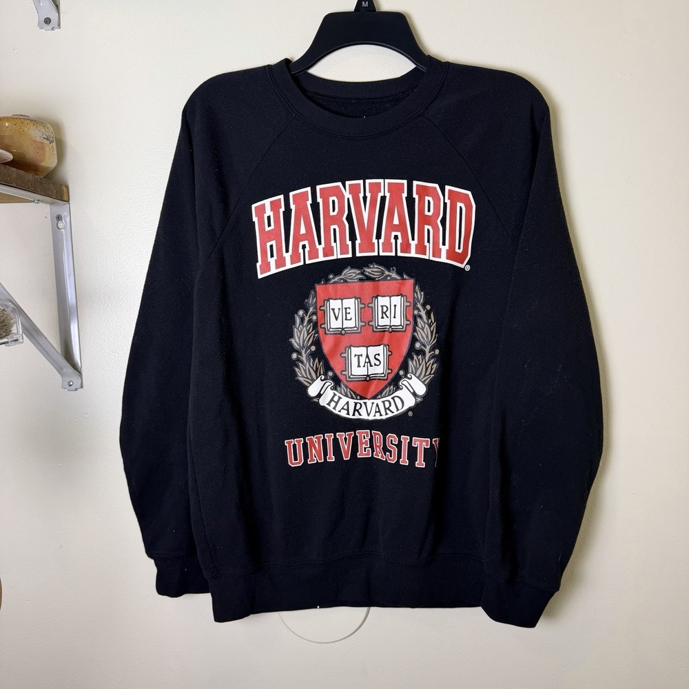 Women's Small Black Harvard Crest Sweatshirt Veritas Cold Crush Long Sleeve